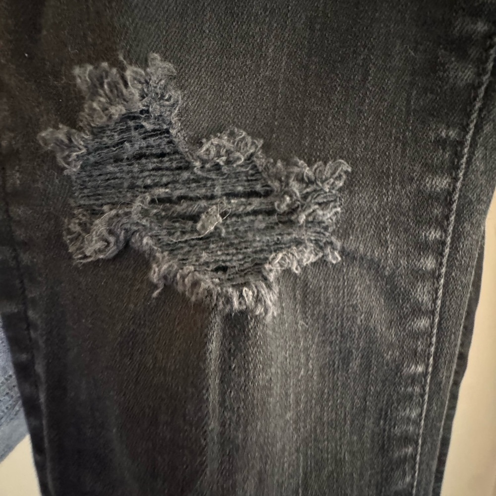 MOTHER Looker Ankle Fray Skinny Jeans Black Distressed 27 - Picture 7 of 11